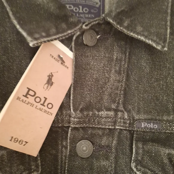 Polo Bear Ralph Lauren Rare Black Denim Jean Jacket - Picture 3 of 3